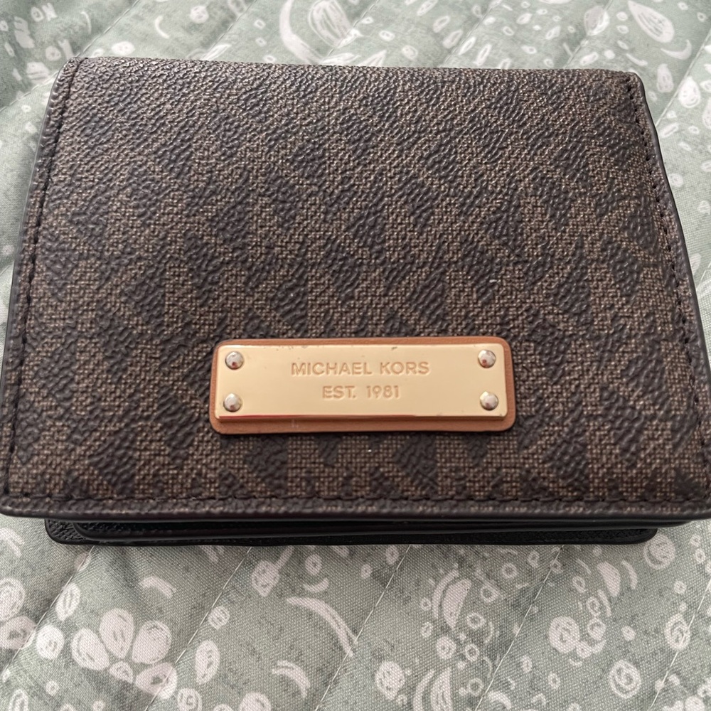 Michael Kors est 1981 brown folding logo wallet